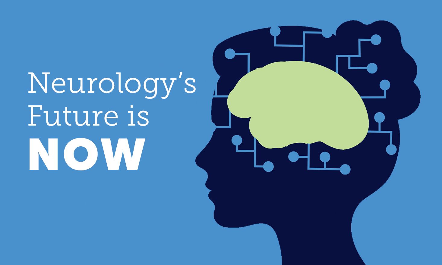 Navy blue woman's silhouette with highlighted green brain.